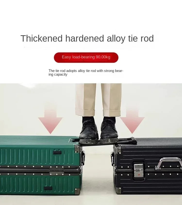 Aluminium Frame Suitcase Large-capacity Trolley Case Strong and Durable Password Cabin Bag Thickened PC suitcase 20/22/24/26/28