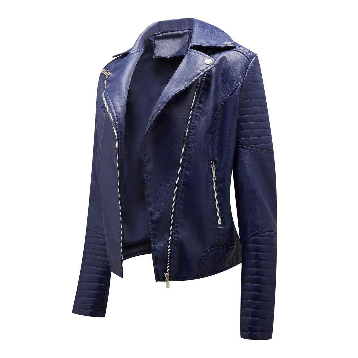 Spring and Autumn short women's leather jacket, Slim lapel biker suit, oblique zipper jacket women's coat