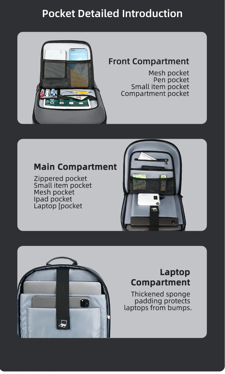 Heroic Knight Laptop Work Backpack Slim Men Waterproof Multifunctional 15.6"17" Business Trip Backpack Fashion Male School Bag