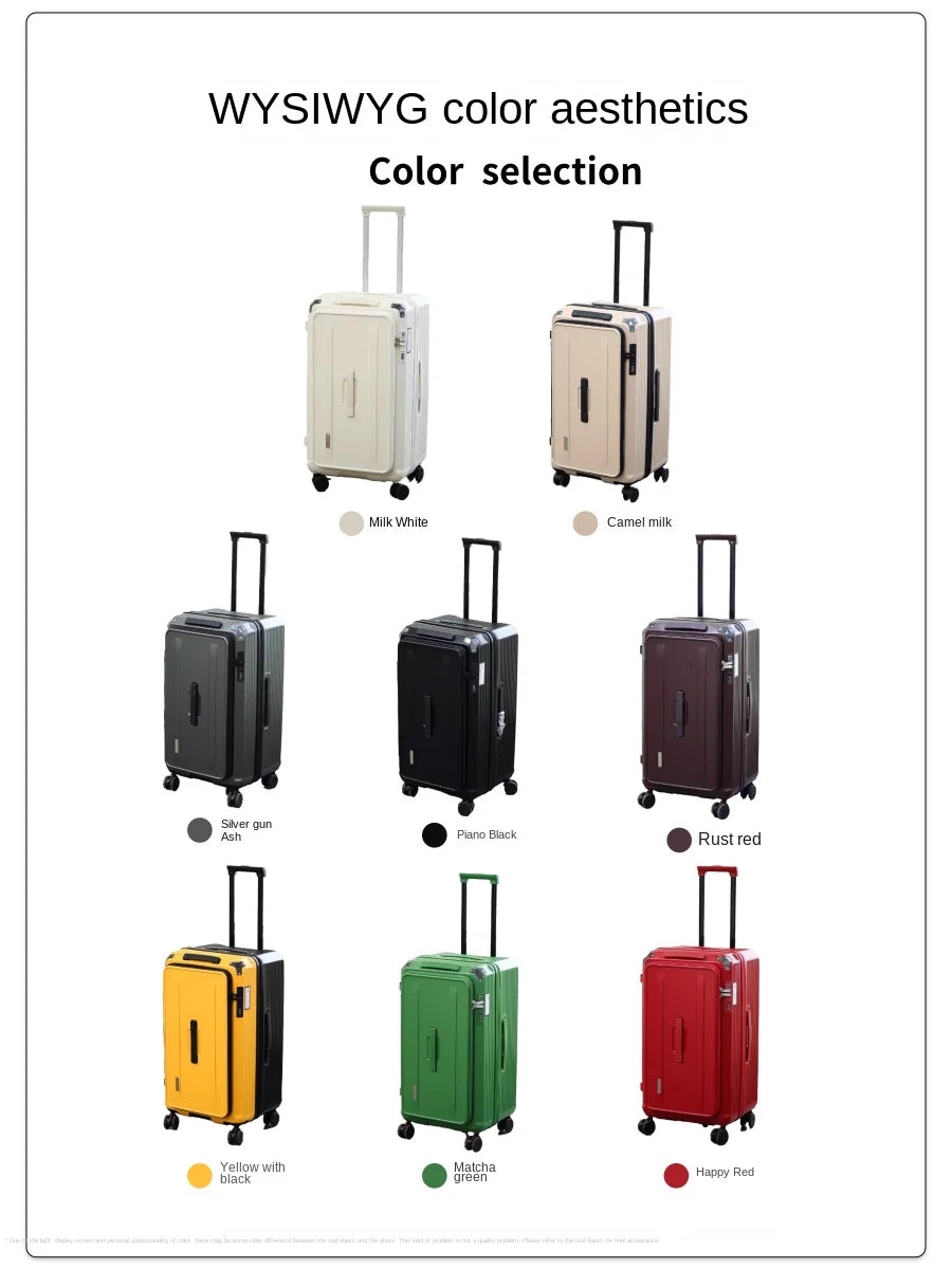 Side-Opening Suitcase 28 inch Large Capacity Expandable Luggage 24/26 Thickened Trolley Case 20 inch Boarding Box with 5 Wheels