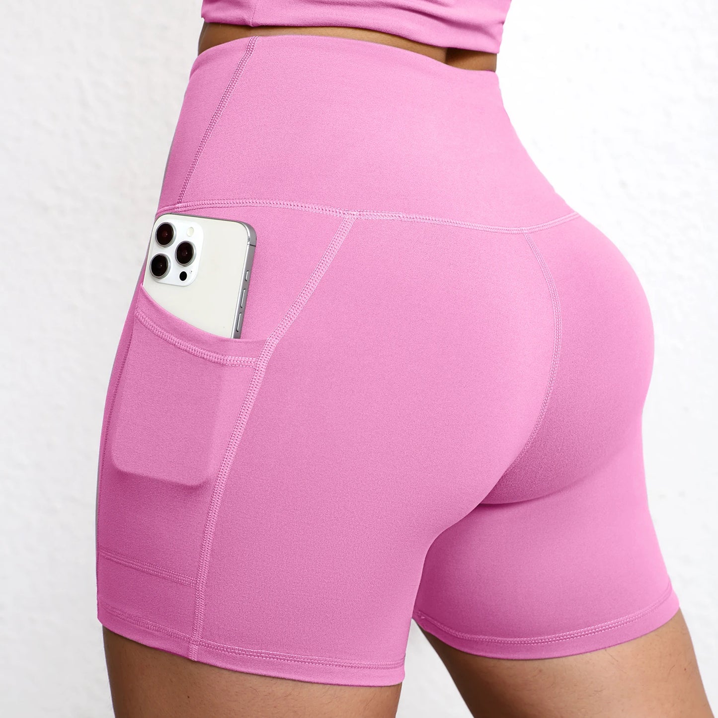 Summer Soft Yoga Shorts With Pocket Buttock Lift Gym Leggings Women High Waist Sports Shorts Women Running Workout Shorts