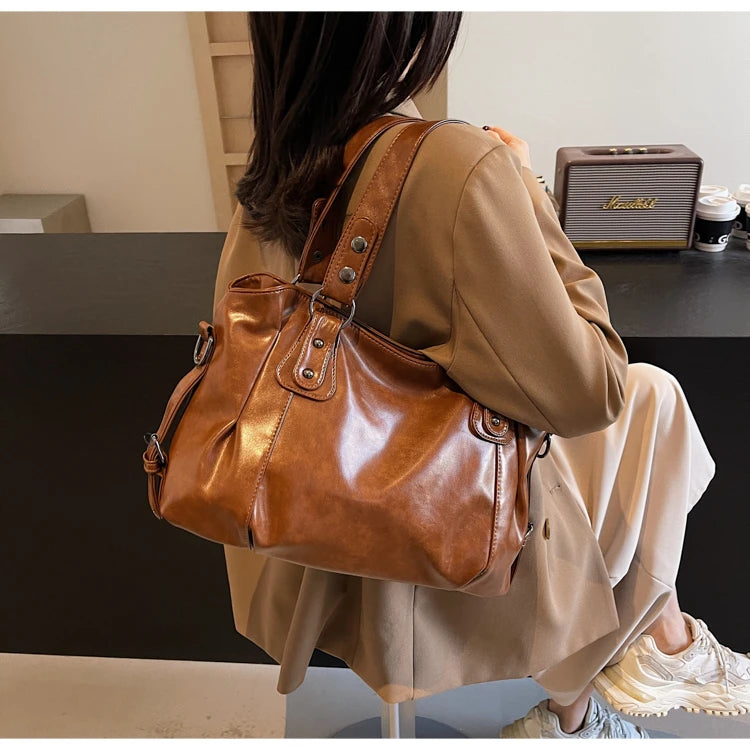 Large Capacity PU Shoulder Bag Rivet Buckle Thread Solid Casual Tote Crossbody Bag 2025 Hot Sale Bags for Women Bolsas Femininas