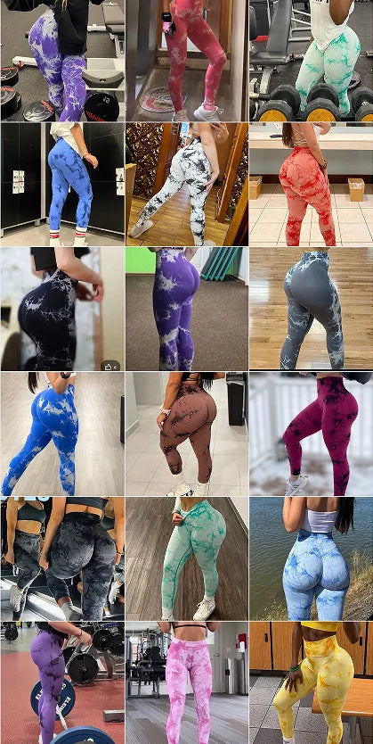 Women Tiedye Gym Leggings Push Up Seamless Yoga Pant Scrunch Sports Fitness Tights High Waist Workout Training Leggins Wholeasle