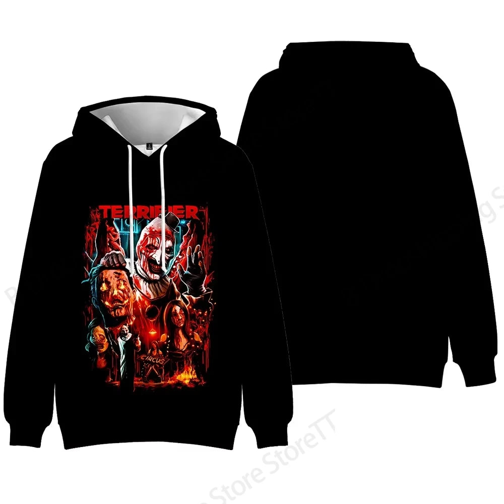 Horror Movie Terrifier Killer 3d Print Hoodie Men Women Fashion Long Sleeve Hoodies Halloween Coat Men Sweatshirt Winter Clothes