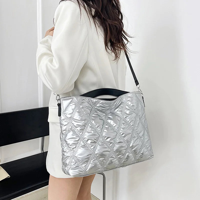 Simple Versatile Diamond Large Capacity Retro Handbag Women's Casual Soft Handle Crossbody Shoulder Bags