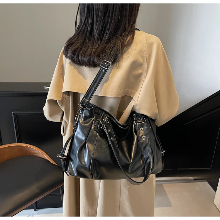 Large Capacity PU Shoulder Bag Rivet Buckle Thread Solid Casual Tote Crossbody Bag 2025 Hot Sale Bags for Women Bolsas Femininas
