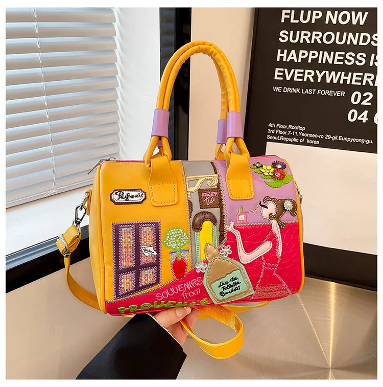 Design Patchwork Zipper 2026 Hot Sale Women's Bags Retro High Quality Women's Bags PU New Personality Stylish Shoulder Bags