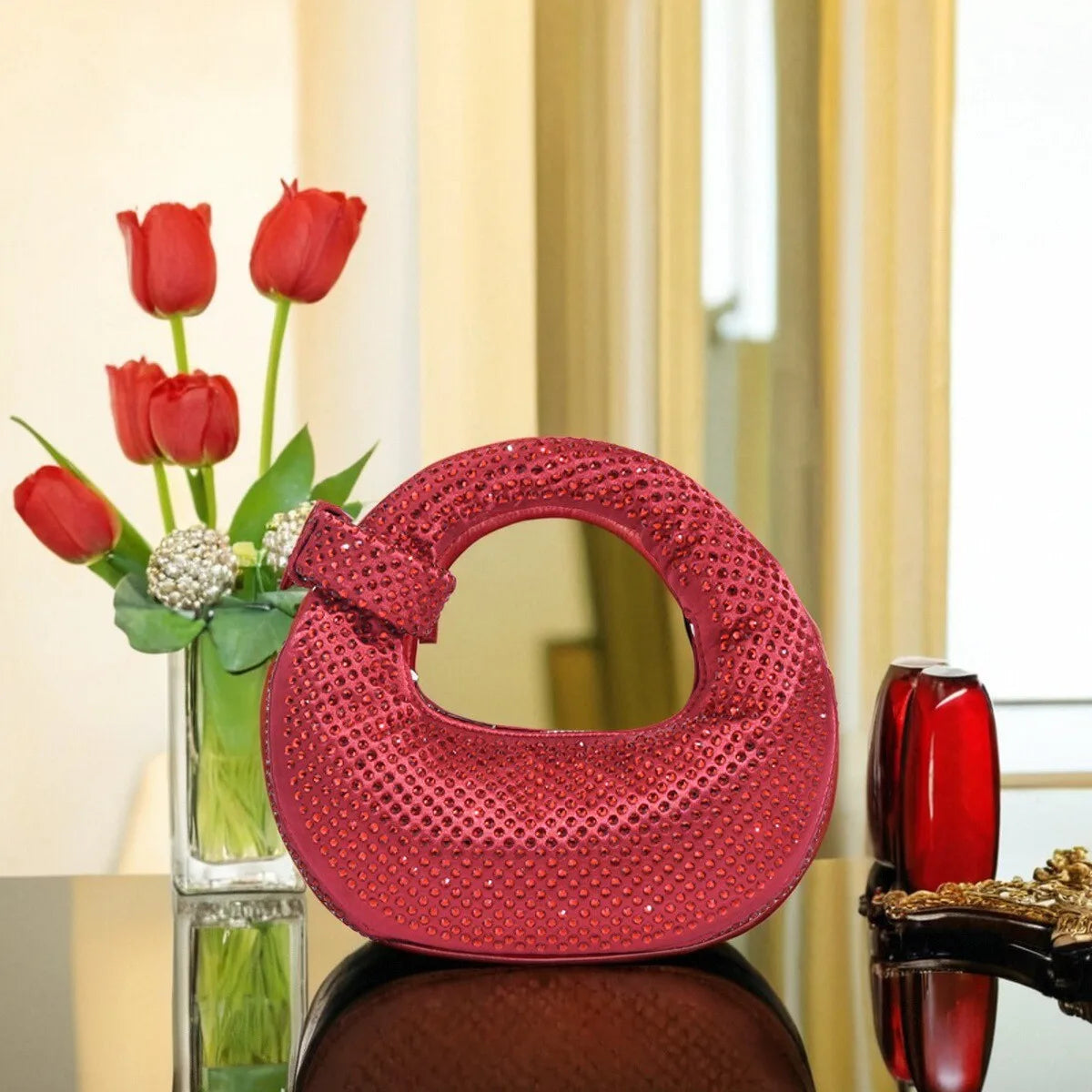 Full Diamond Dumpling Bag Women's Socialite Dinner Clutches Ladies Sparkling Rhinestone Evening Handbag Mini Banquet Party Purse