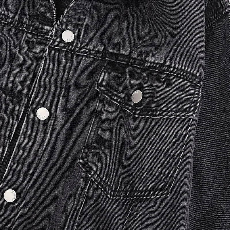 Fashion Women's Black Washed Denim Jackets Spring Autumn Vintage Jeans Coat Oversize Loose Outerwear Lady Casual Tops Overcoat