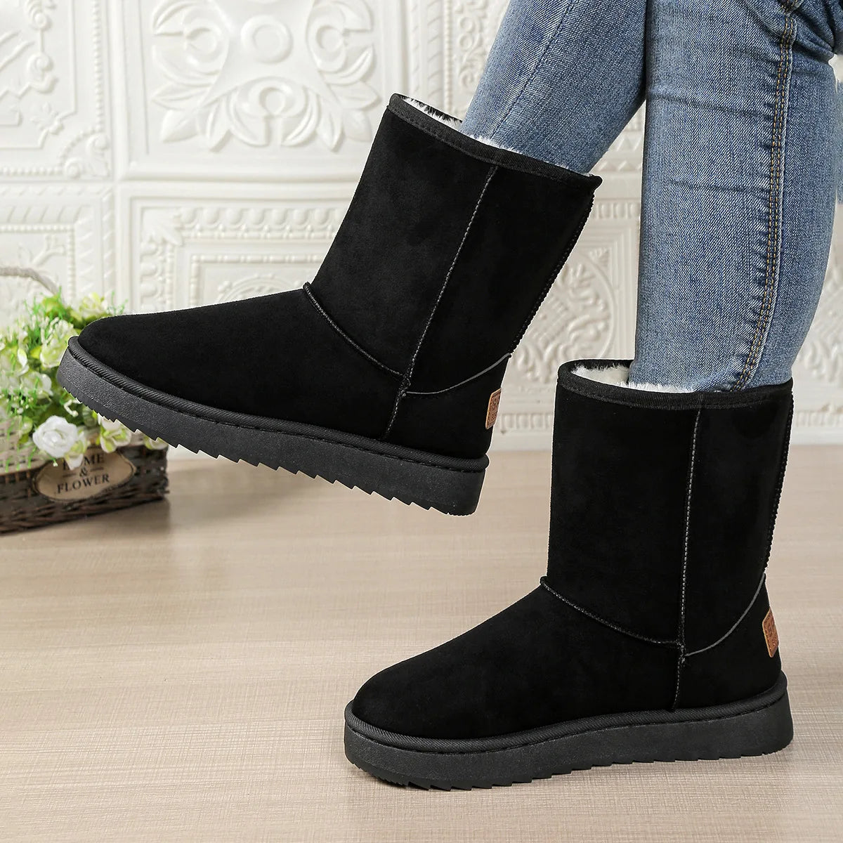 Mid Calf Snow Boots Women Waterproof Warm Platform Boots Large Size Winter Slip On Flat Casual Woman Booties 2026 New fashion