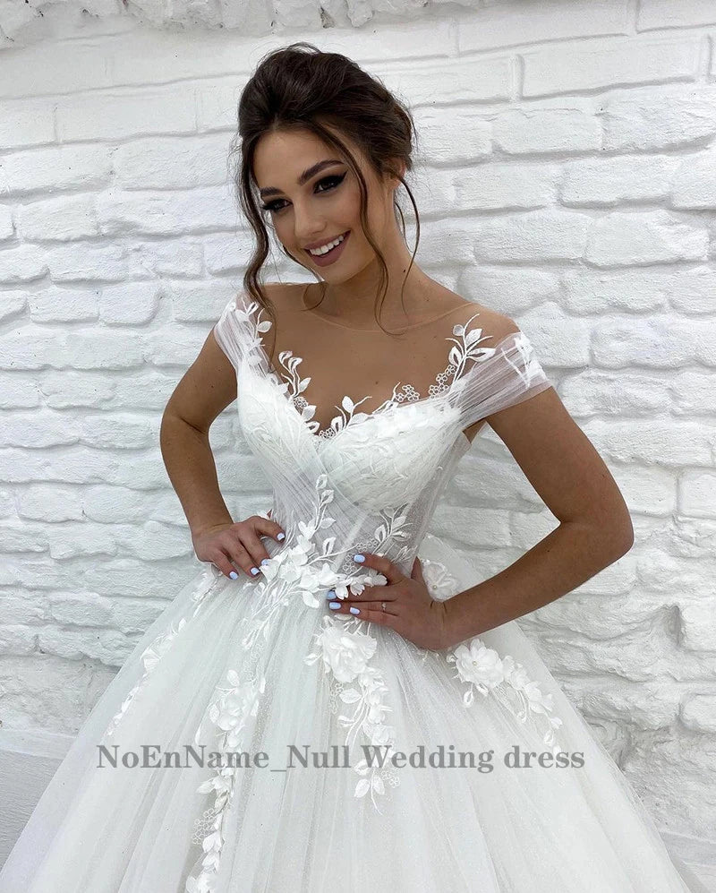 Princess Wedding Dresses Off Shoulder 3D Lace Applique Ladies Sleeveless Boho Bridal Gowns Vestido De Novia Customized 2025 Robe