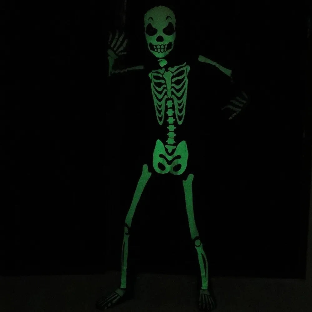 Glow-in-dark Skeleton Skull Costume Luminous Printed Skeleton Ghost Jumpsuit Full Body One-piece Suit Halloween Cosplay Outfits