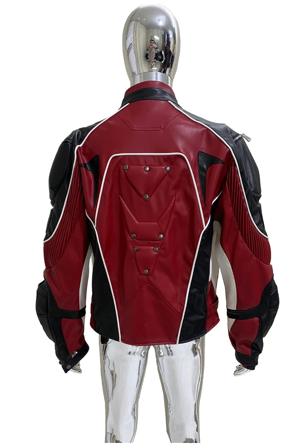 Nerazzurri Autumn Winter Short Color Block Pu Leather Racer Jacket Men Shoulder Pads Rivet Zipper Luxury Designer Clothes 2025
