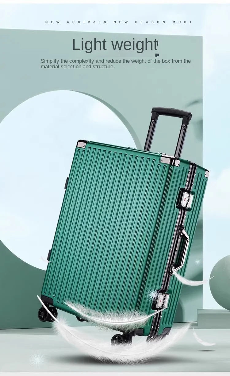 Aluminium Frame Suitcase Large-capacity Trolley Case Strong and Durable Password Cabin Bag Thickened PC suitcase 20/22/24/26/28