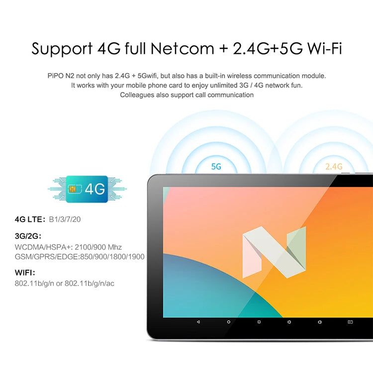 2026 PiPO N2 Wifi Tablet PC 10.1" 4GB RAM 64GB ROM Optional Docking Station Speaker Android Tablet