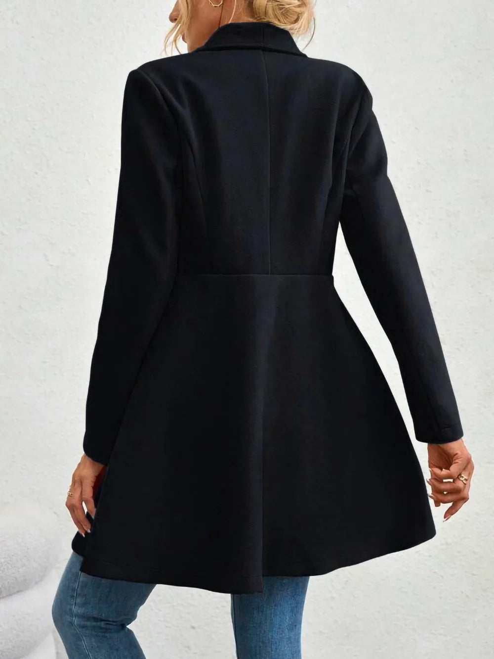 Autumn Winter Women Coat Fashion Solid Color Lapel Collar Single-breasted Slim Fit Female Woolen Coat Mid Length Lady Overcoat