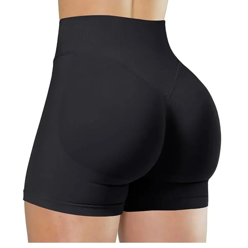 Seamless Women's Gym Yoga Exercise Pants High Waist Peach Hip Solid Color Tight Sexy Shorts Fitness Leggings
