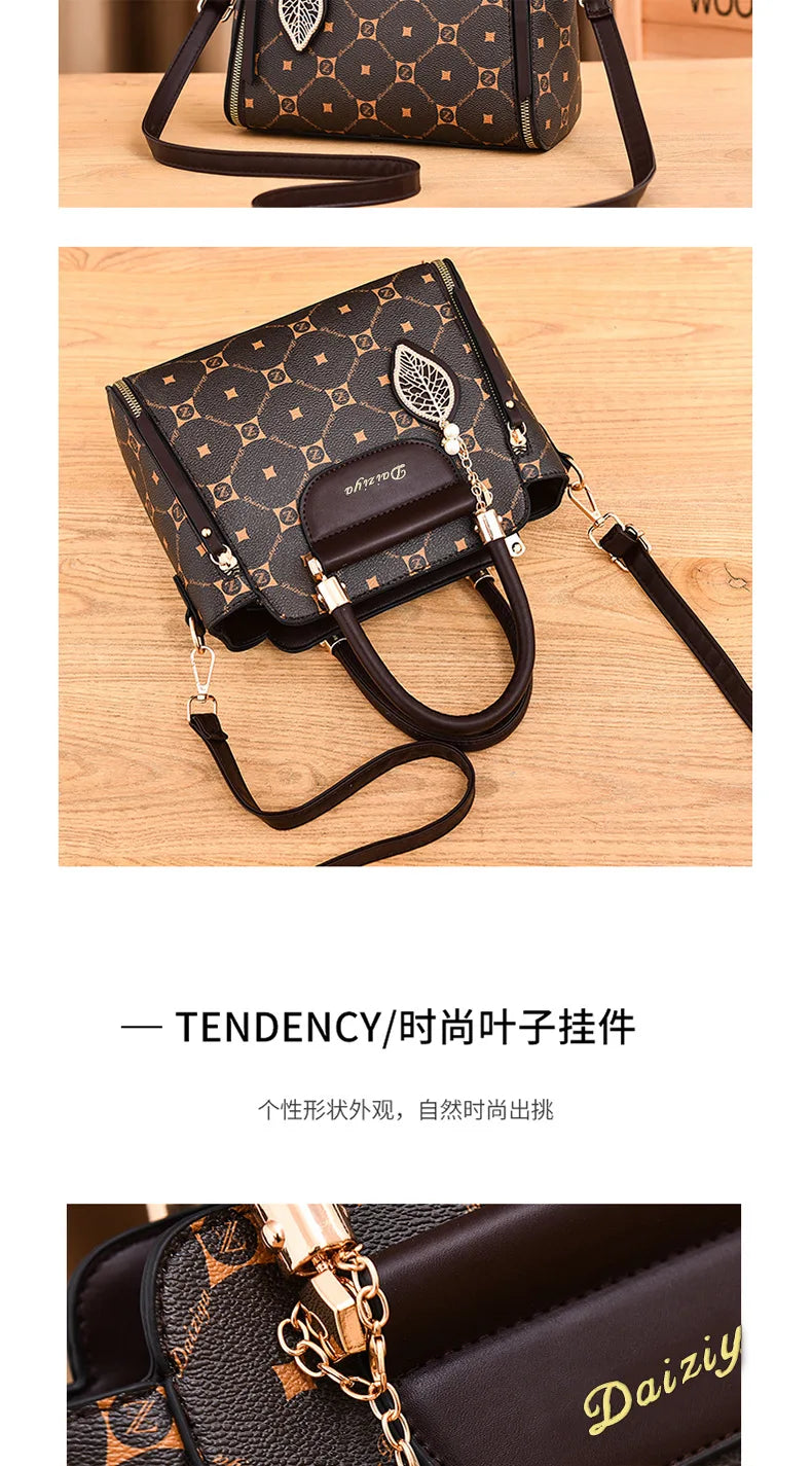 Fashionable Printed Women'S Handbag New High-Capacity Shoulder Bag Classic Retro Diagonal Cross Bag Urban Commuting Tote Bag