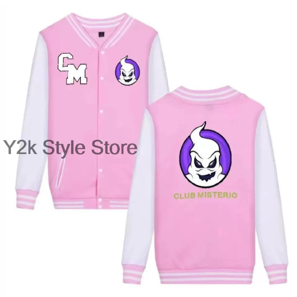 CLUB MISTERIO Baseball Jacket Spanish Podcast Edition autumn winter Men Women Streetwear Halloween hoodies Y2k Sudaderas T-shirt
