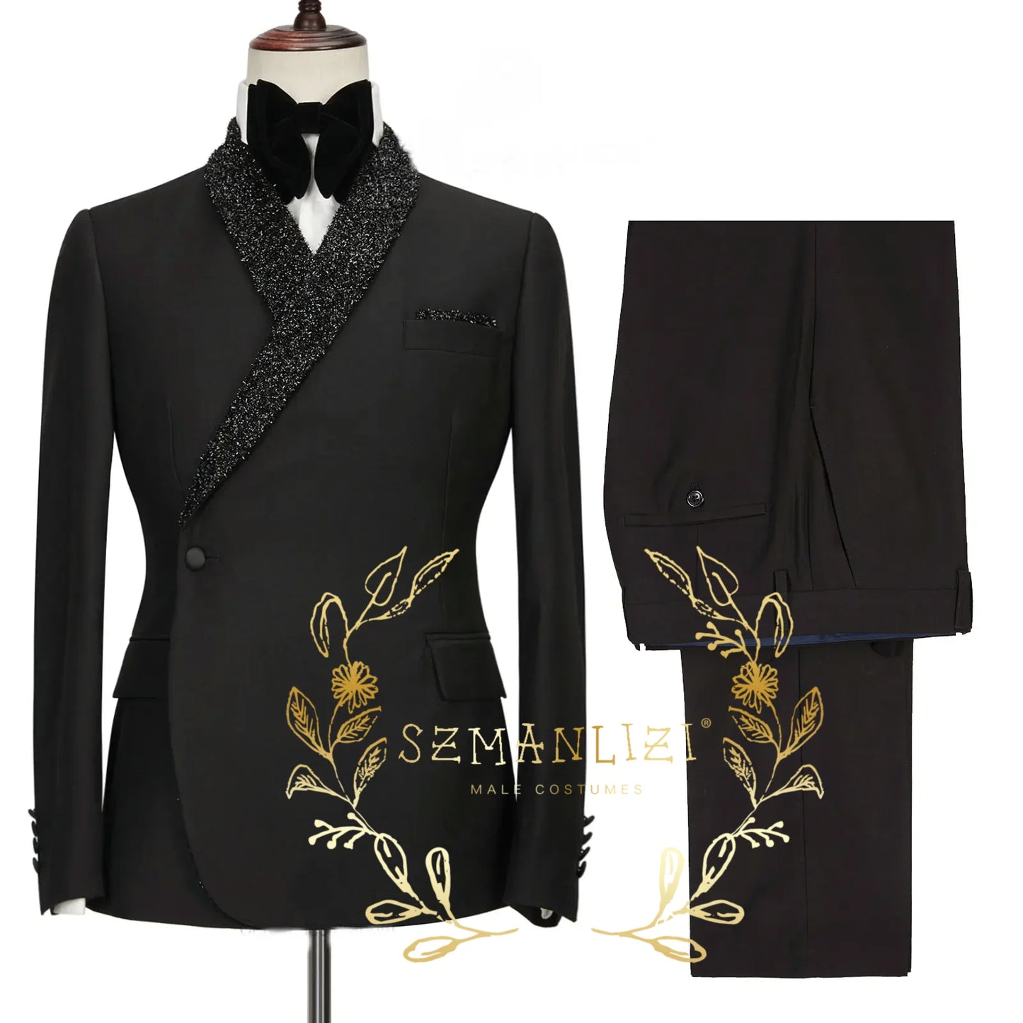 Formal Beige Wedding Men Suits Set Double Breasted Groomsmen Groom Tuxedo Fashion Designs Shiny Shawl Lapel Blazer Pants 2Pcs