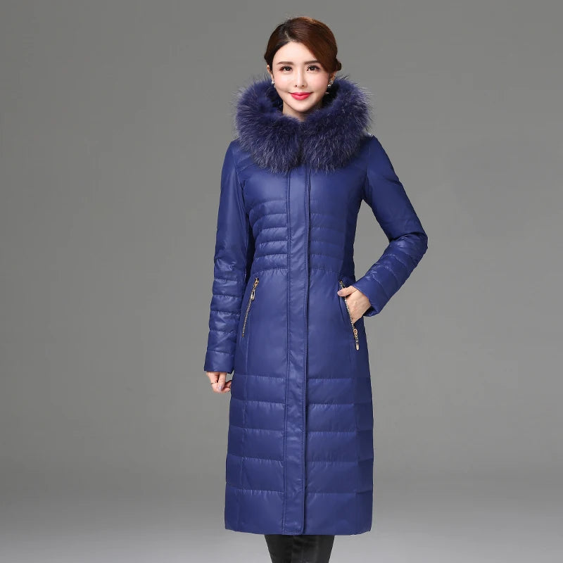 Shengyu Boya Middle-Aged and Elderly Women's Over-The-Knee Long down Jacket, Thickened Slim-Fit Coat for Mothers, New Style
