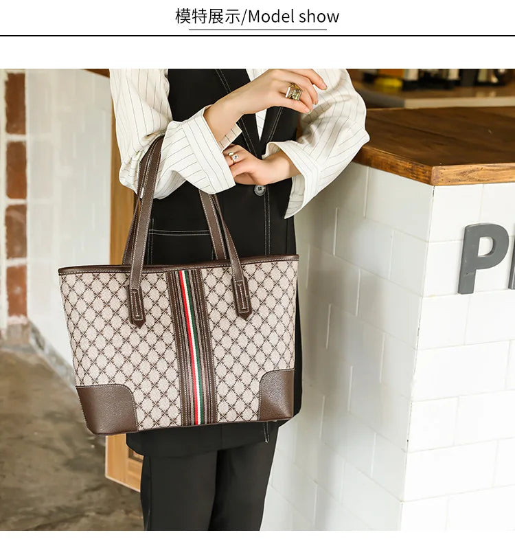 New Fashion Women's Tote Bag Trend Brand Retro Printed Shoulder Bag Large Capacity Elegant Commuter Bag Designer Luxury Handbag