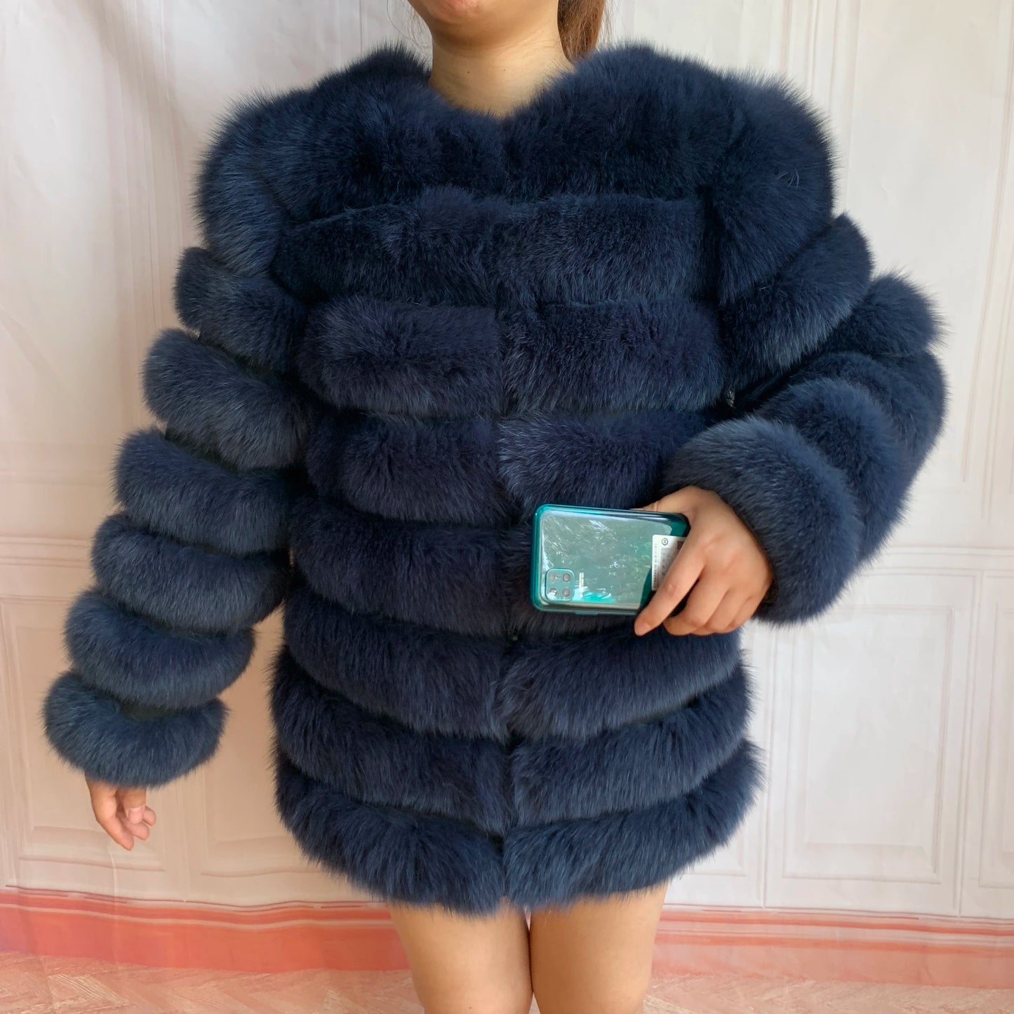 NEW Style Length Sleeves 4in1 Real Fur Coats Women Natural Real Fur Jackets Vest Winter Outerwear Women Fox Fur Coat Quality Fur