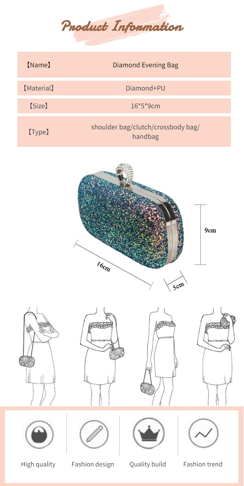 Evening Pink Clutch Designer Bags Women Luxury 2025 Purse Bling Sequins Handbag New Fashion Shoulder Crossbody Small Phone Bag