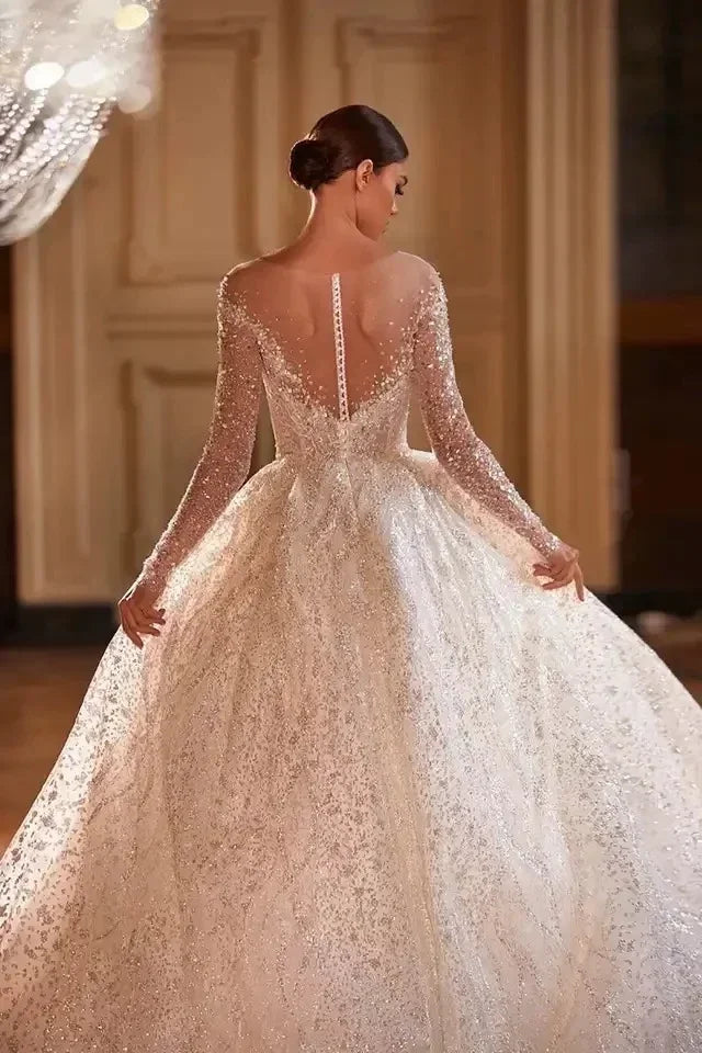 Customzied  Luxury Wedding Dresses for Princess Sparkling Beaded Bridal Dress Ball Gown Vestidos De Novia
