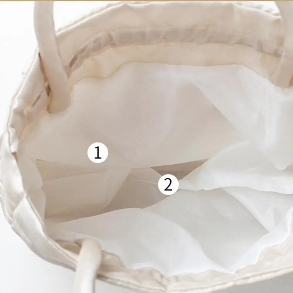 Women Bucket Bag Top Handle Ladies Handbag Phone Bag Summer Small Purse National Style Embroidered Flower Pattern Drawstring Bag