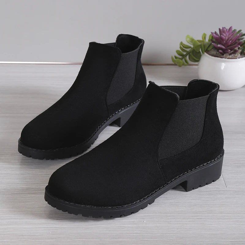2025 Autumn and Winter New Women's Boots, High-Quality Women's Shoes, Fashionable High-End Square Heel Short Leg Chelsea Boots