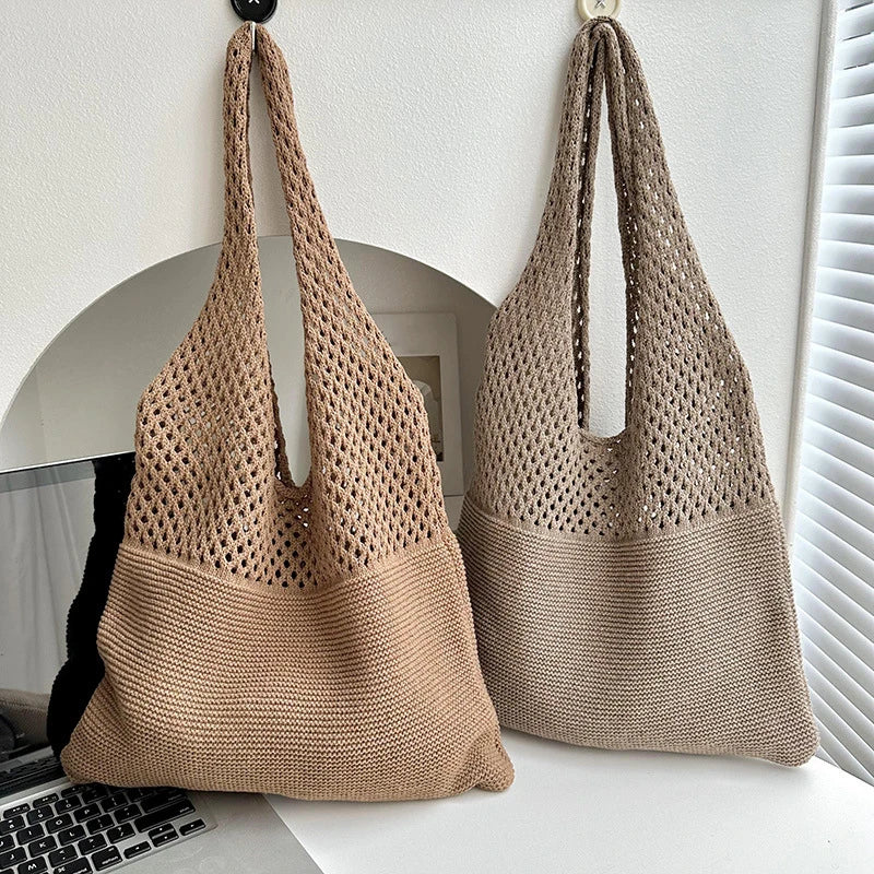 Large Capacity Shoulder Bags Fashion Women Hollow Woven Crochet Bag Knitting Handbags Eco Female Shopping Tote
