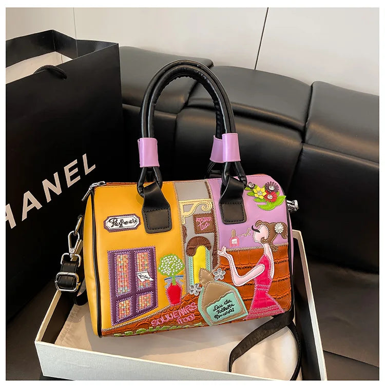 Design Patchwork Zipper 2026 Hot Sale Women's Bags Retro High Quality Women's Bags PU New Personality Stylish Shoulder Bags
