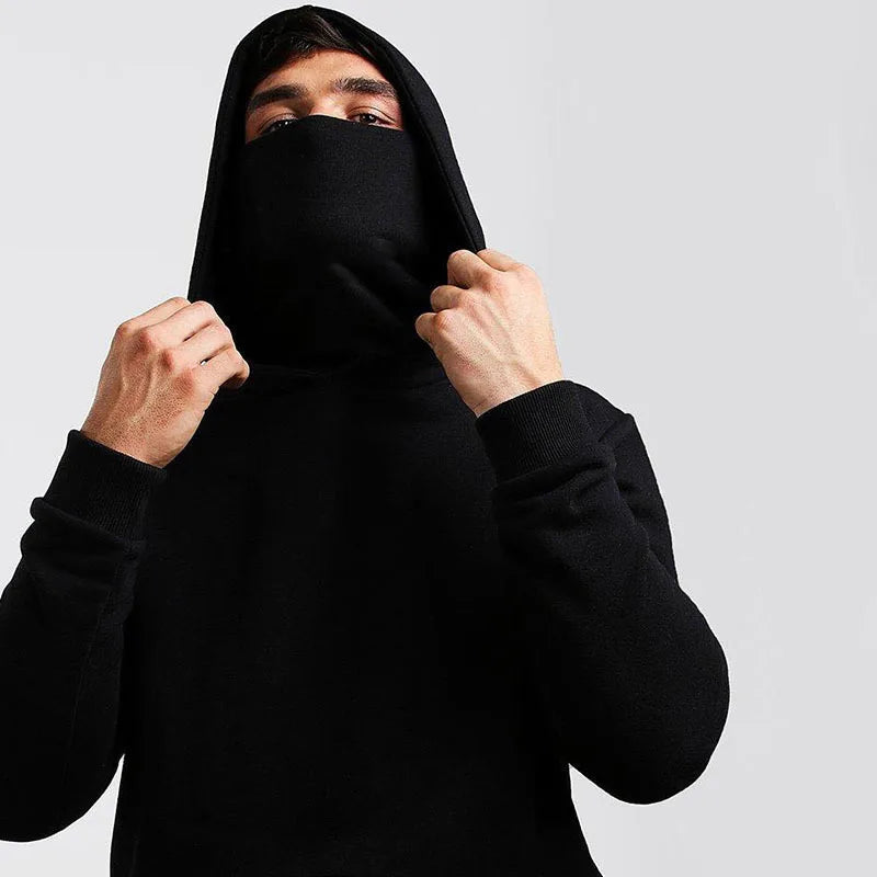 Mens Gym Hoodie Sleeveless with Mask Sweatshirt Hoodies Casual Splice Large Open-Forked Male Clothing Mask Button Sports Hooded