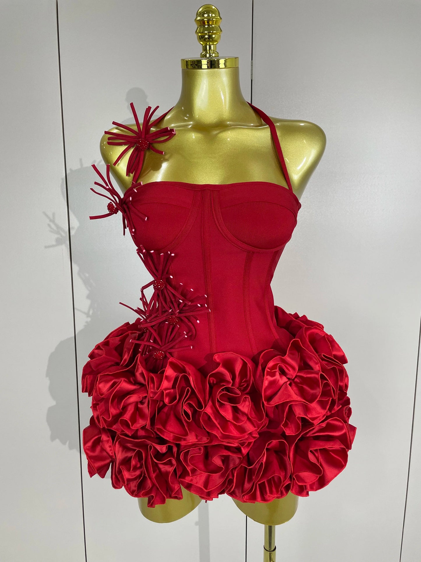 Women Sexy Halter Prom Gown Celebrity Club Two Piece Set Cocktail Elegant Fashion Luxury Birthday Party Red Black Bandage Outfit