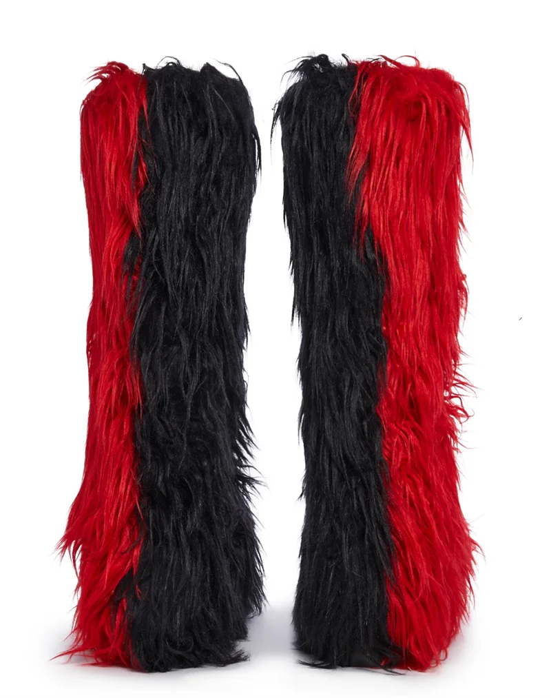 Hot Sale Ins Fashion Long Women Furry Boots Winter Knee Length Keep Warm Ladies Snow Boots