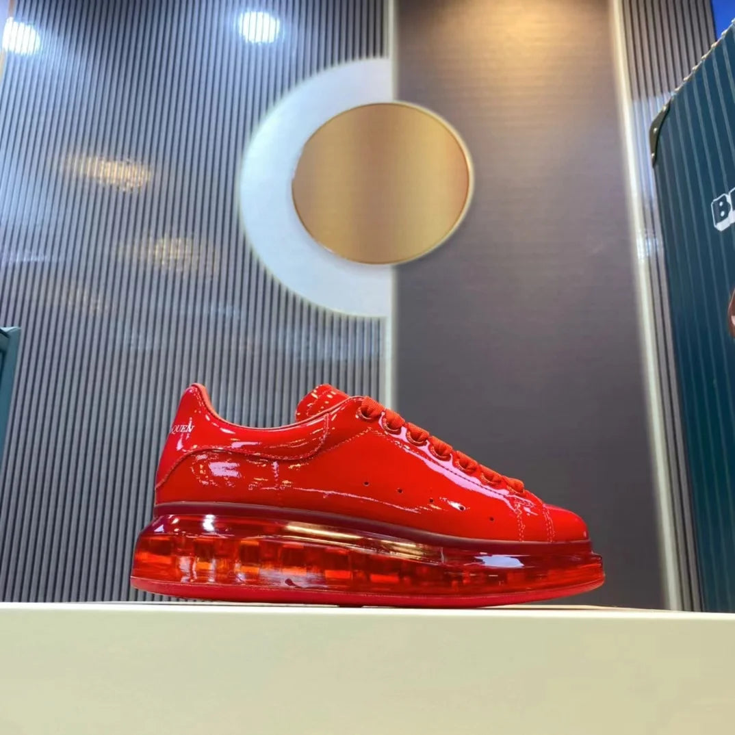 Handcrafted Men's Casual Shoes Patent Leather Thick-soled Sports Shoes Round-toe Man Trainers Platform Loafers  Wedding Shoes