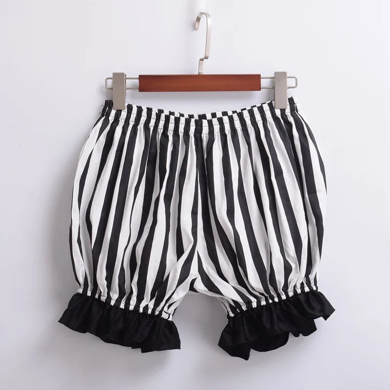 Lolita Bloomers Women Vintage Cosplay Bottoming Pumpkin Striped Shorts