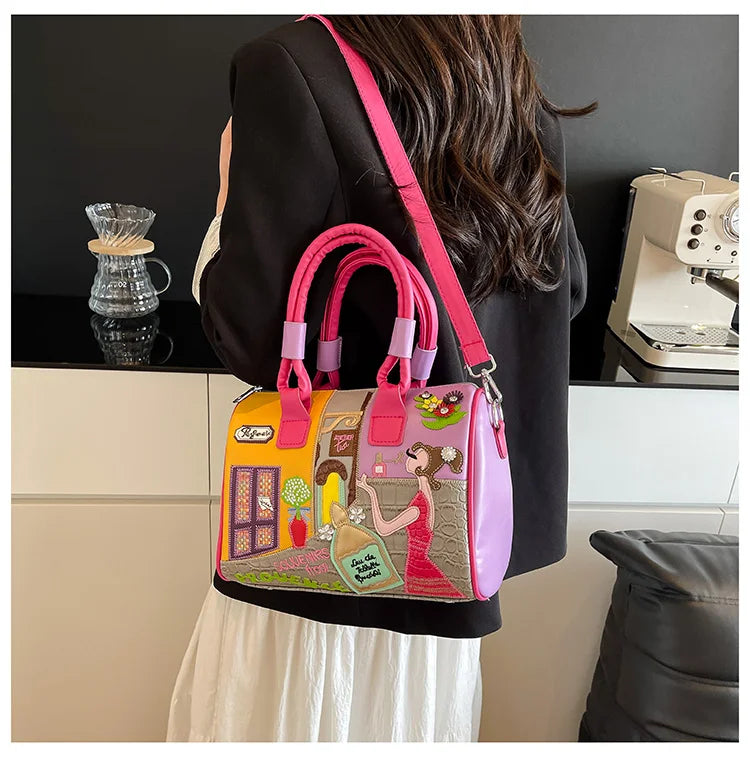 Design Patchwork Zipper 2026 Hot Sale Women's Bags Retro High Quality Women's Bags PU New Personality Stylish Shoulder Bags