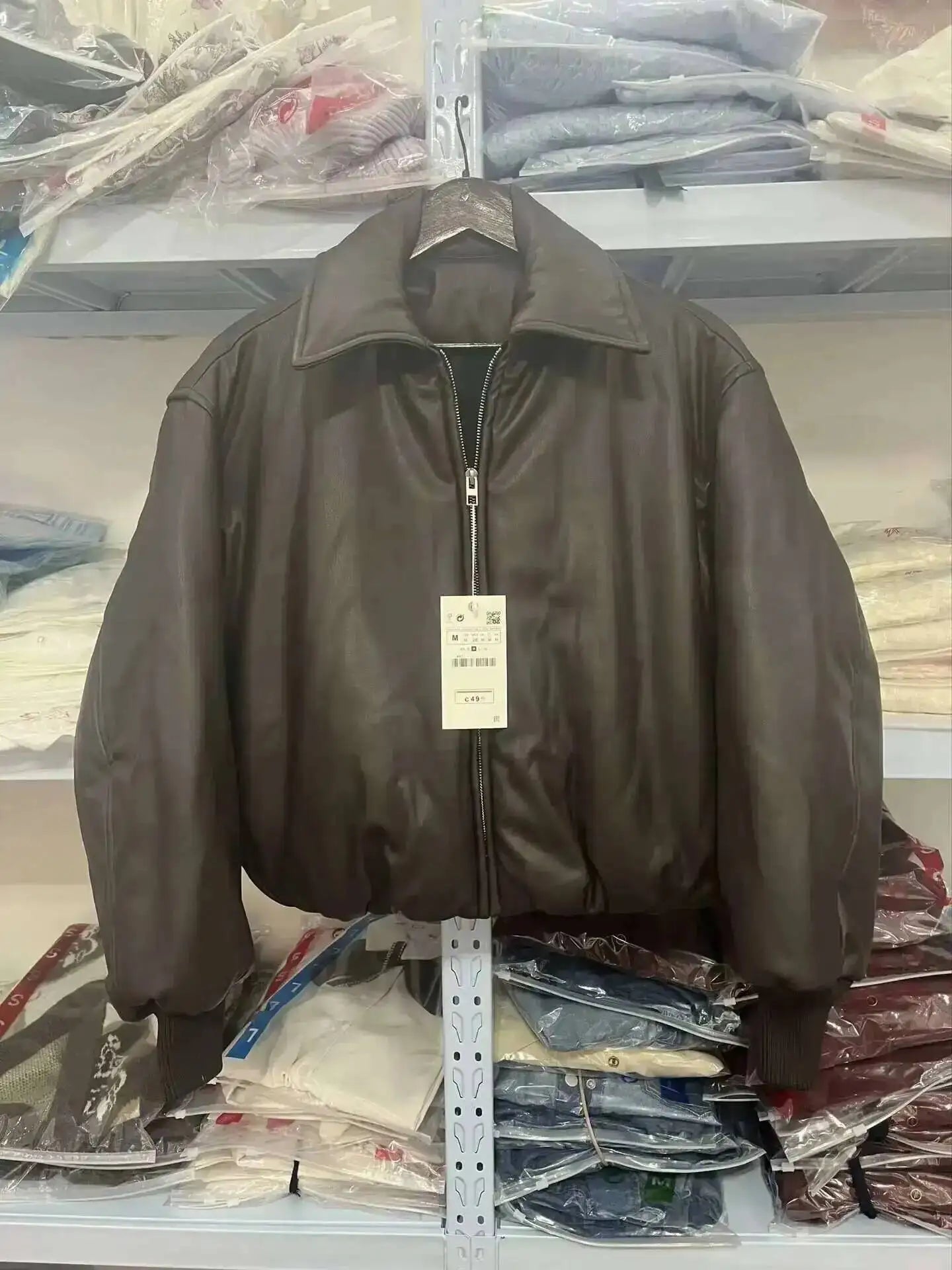 SHENGPALAE Women's Fashion 2026 Autumn Winter New Clothes Solid Color Leather Thicken Warm Female Short Cotton Jacket 5C1437