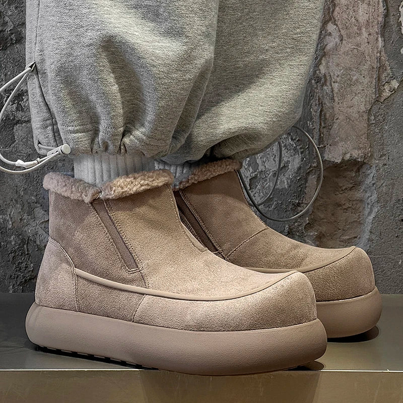 European  American High-end New Frosted Big Toe Thick Soled Snow Boots Youth Warm Plush Boots Retro Casual Lazy Boots