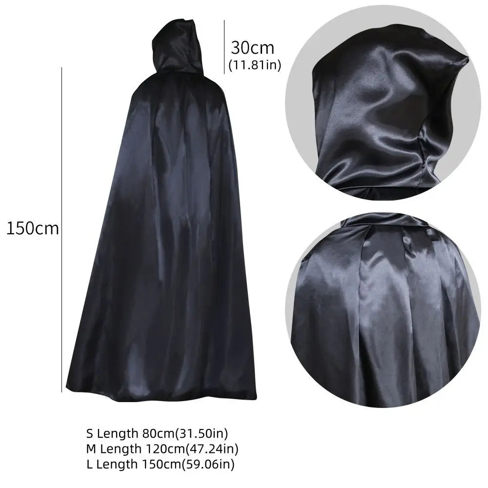 Fashion Solid Color Halloween Cloak with Big Hat Classic Grim Reaper Cloak Dress Up Hooded Cape Witch's Cloak Halloween Party