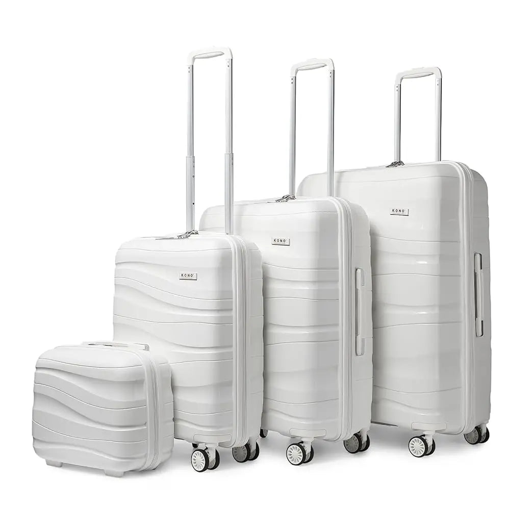 Kono Luggage 4-Piece Lightweight Polypropylene Hard Shell Suitcase Set with TSA Locks & Spinner Wheels - 14"/20"/24"/28"