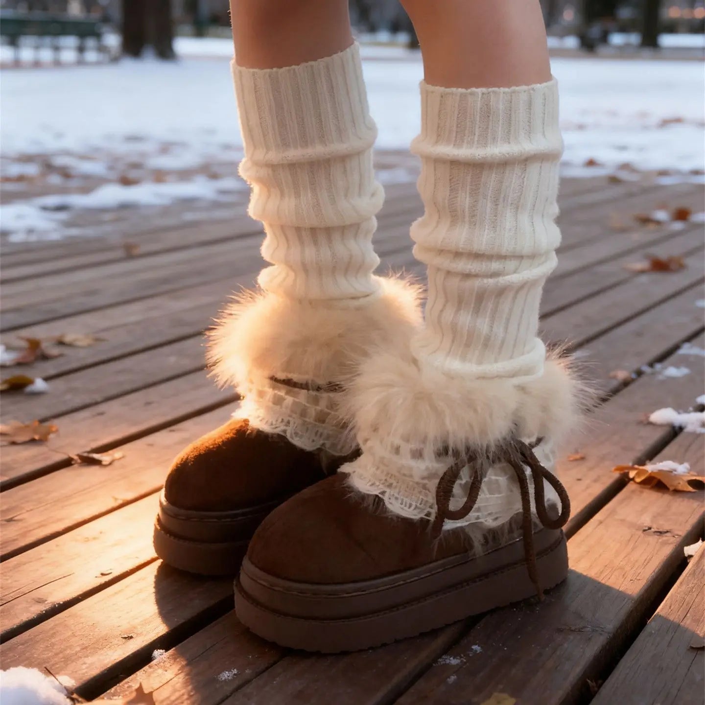 Korean Style Lace Snow Boots 2025 Winter Plush Warm Short Boots Girls Sweet Thick Bottom Casual Boots Students Cotton Shoes