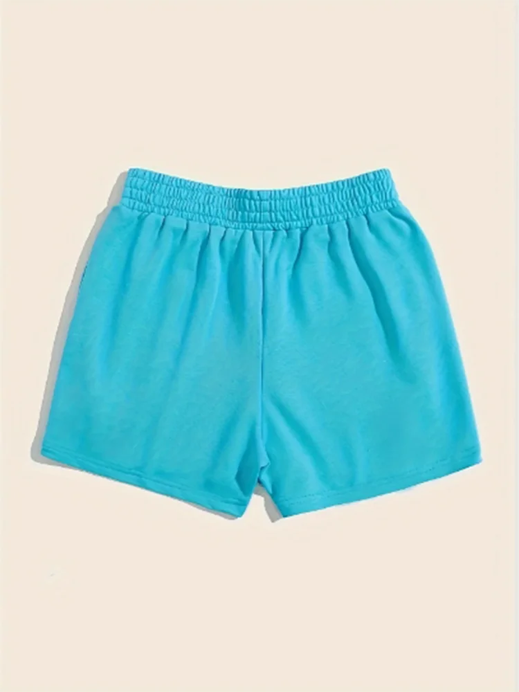 Summer Blue Shorts Women Casual Elastic Waist Pants Simple  Temperament Hot Shorts