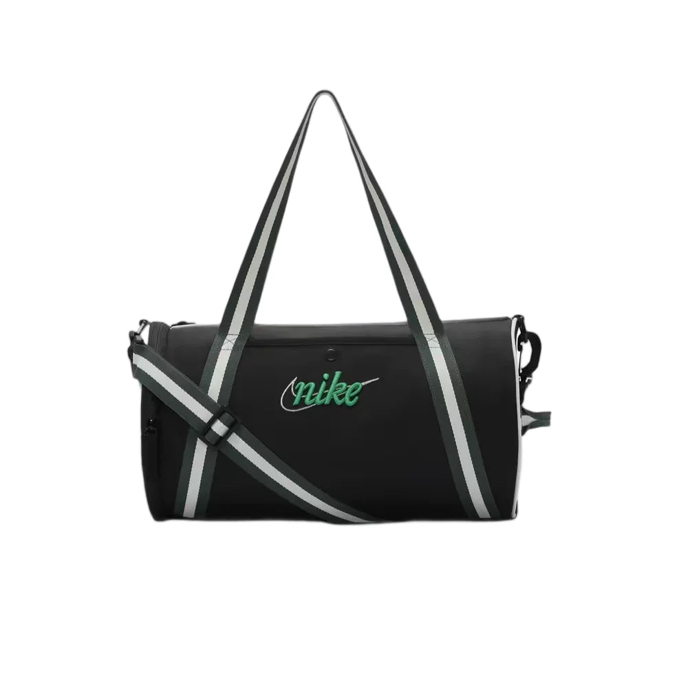 Nike Unisex Large Tote Shoulder Crossbody Gym Bag – Black with Retro Green, Sports & Casual, Logo Detail DR6261-013