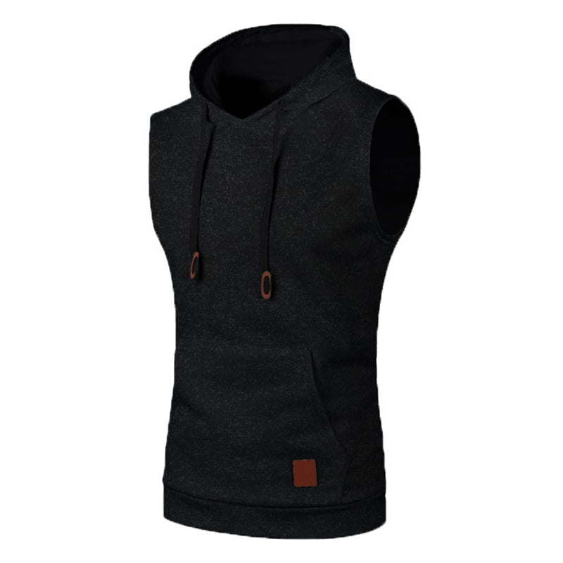 Mens Sleeveless Hoodies Fashion Casual Hooded Sweatshirt Men Bodybuilding Tank Top Sporting Shirt Waistcoat Vest Gym