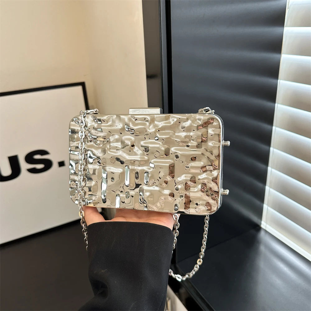 MOODS Luxury Golden Evening Bags For Women Wedding Dinner Party Chain Shoulder Cross Body Bag 2024 Designer Purses And Handbags