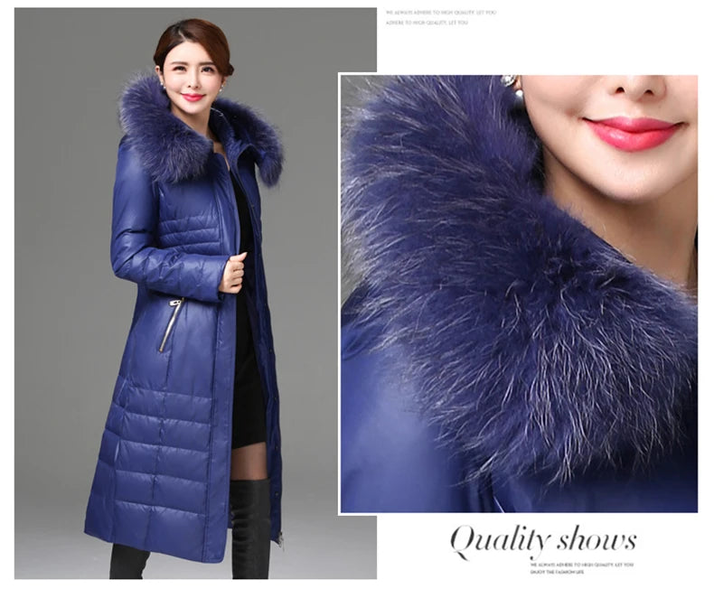 Shengyu Boya Middle-Aged and Elderly Women's Over-The-Knee Long down Jacket, Thickened Slim-Fit Coat for Mothers, New Style