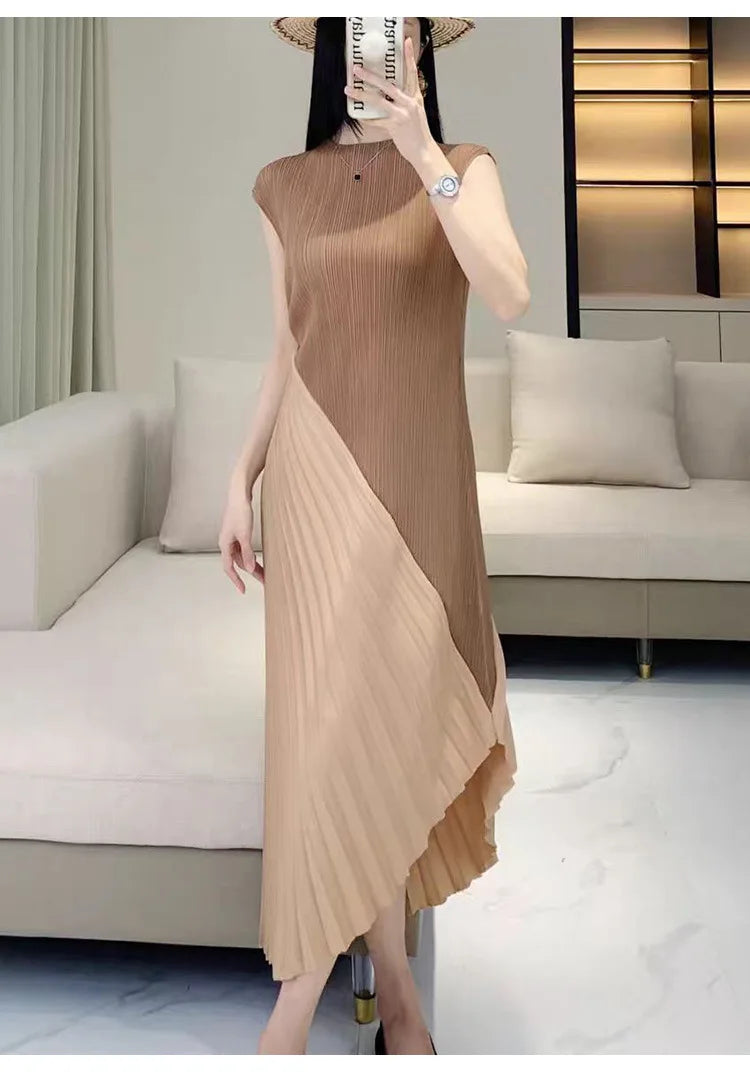 High-end women's summer dresses, sophisticated and stylish new styles, solid color, irregular patchwork, elegant evening gowns.